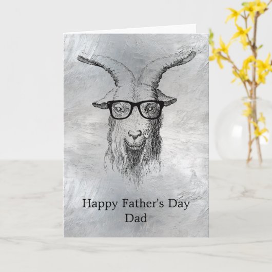 Carte Chèvre Hipster Gris Argent (Fleur jaune)