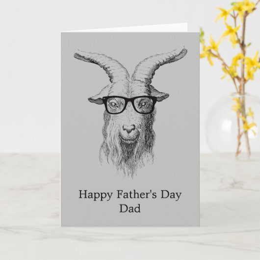 Carte Chèvre Hipster Grise (Fleur jaune)