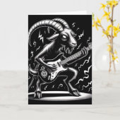 Carte Chèvre noire Jouer Guitare Noir et Blanc (Fleur jaune)