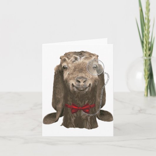 Carte Chèvre Nubienne Drôle Avec Monocle (Devant)