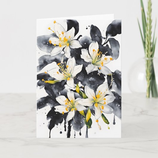 Carte Chèvrefeuille - Fleurs aquarelle (Devant)