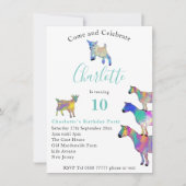 Carte Chèvres colorées Cute Animaux 10e anniversaire (Devant)