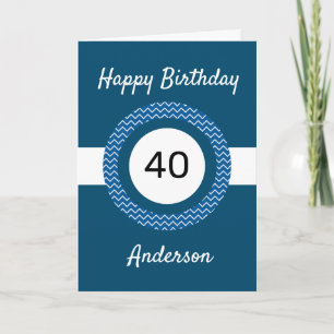 Carte Chevron blanc et bleu 40e anniversaire