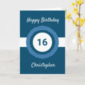 Carte Chevron Blue 16e anniversaire (Fleur jaune)