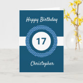 Carte Chevron Blue 17e anniversaire (Fleur jaune)
