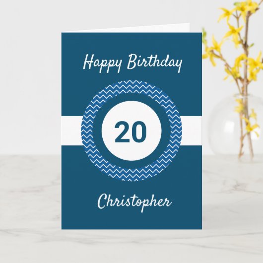 Carte Chevron Blue 20e anniversaire (Fleur jaune)
