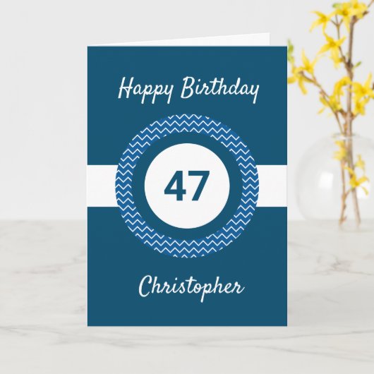 Carte Chevron Blue 47e anniversaire (Fleur jaune)