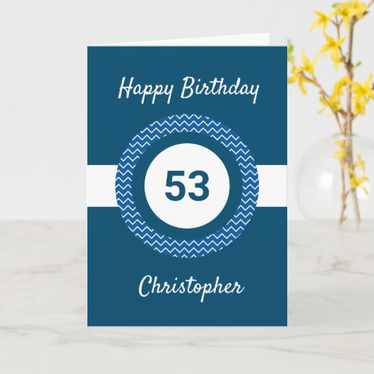 Carte Chevron Blue 53e anniversaire (Fleur jaune)
