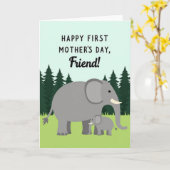 Carte Chevron Éléphant Maman (Fleur jaune)