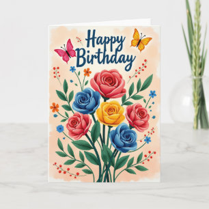 Carte Chevron Fleurs Vibrantes
