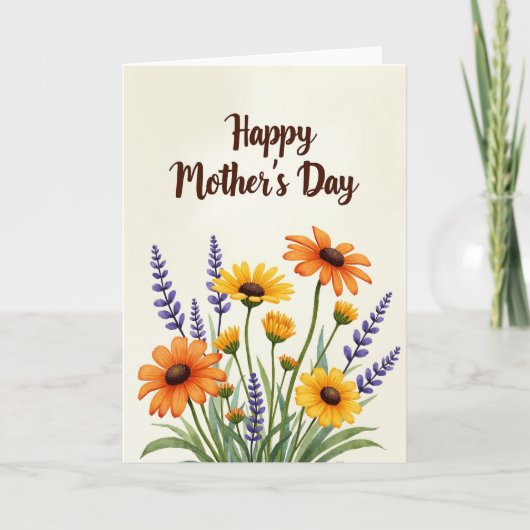 Carte Chevrons Bouquet Aquarelle (Devant)
