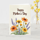 Carte Chevrons Bouquet Aquarelle (Fleur jaune)