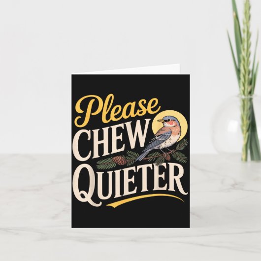 Carte Chew Quieter Funny Vintage Bird Nature Illustratio (Devant)