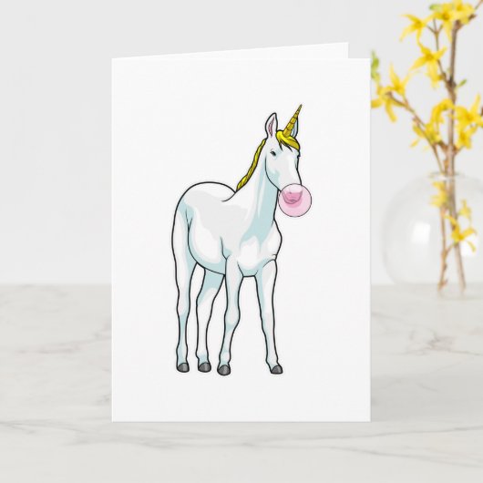 Carte Chewing-gum licorne (Fleur jaune)