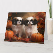 Carte Chi japonais chiot automne délice citrouille (Devant)