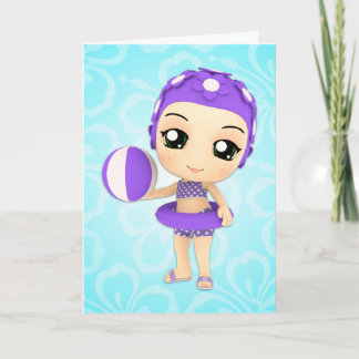 Carte Chibi Cutie Pie Summer Happy Birthday Card