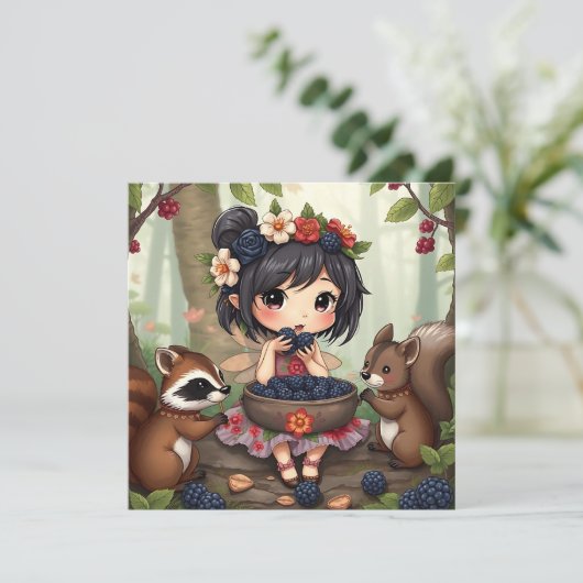 Carte Chibi Fairy and Forest Animaux Blank (Debout devant)