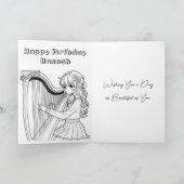 Carte Chibi Fille Jouer De La Harpe Anniversaire Personn (Intérieur)