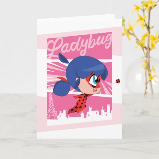 Carte Chibi Ladybug à Paris (Fleur jaune)