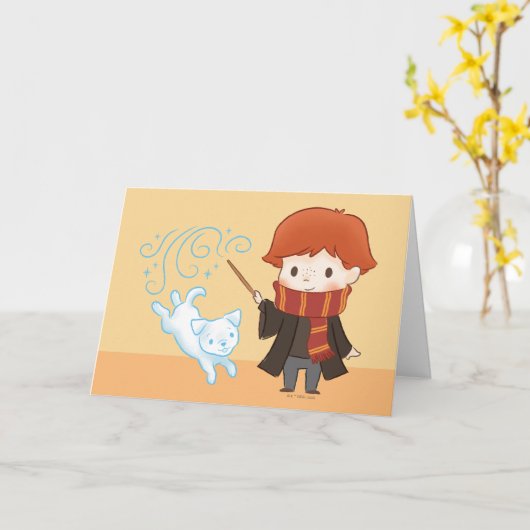 Carte Chibi Ron Weasley Patronus (Fleur jaune)