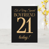 Carte Chic 21ème effet or sur Black Boyfriend Anniversai (Fleur jaune)