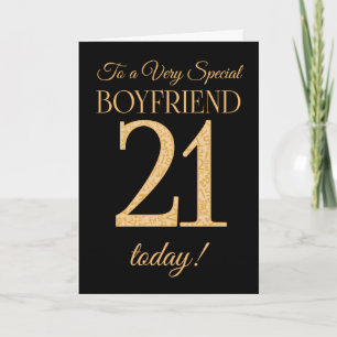 Carte Chic 21ème effet or sur Black Boyfriend Anniversai