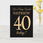 Carte Chic 40ème effet or sur Black, Nephew Anniversaire (Fleur jaune)