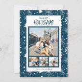 Carte Chic 4 Collage de Photos Bleu Joyeuses Fêtes (Devant)