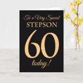 Carte Chic 60ème effet or sur Black, Stepson Anniversair (Fleur jaune)