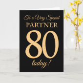 Carte Chic 80ème effet or sur Black, Anniversaire parten (Fleur jaune)