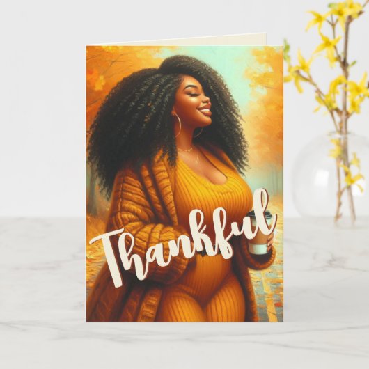 Carte Chic Africaine Américaine Thanksgiving | Automne (Fleur jaune)