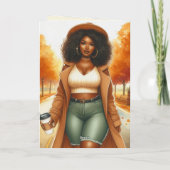 Carte Chic Africaine Américaine Thanksgiving | Automne (Dos)