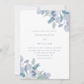 Carte Chic Airy Blue Floral Bouquet Photo Mariage (Devant)