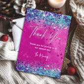 Carte Chic aqua rose iridescente parties scintillant mer