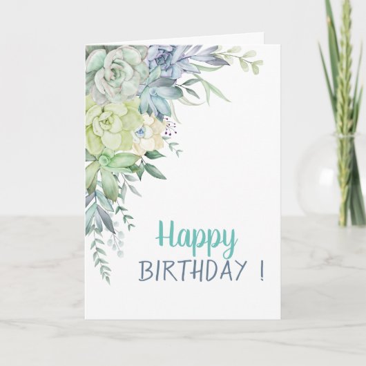 Carte Chic Aquarelle Desert Cactus Succulents Anniversai (Devant)