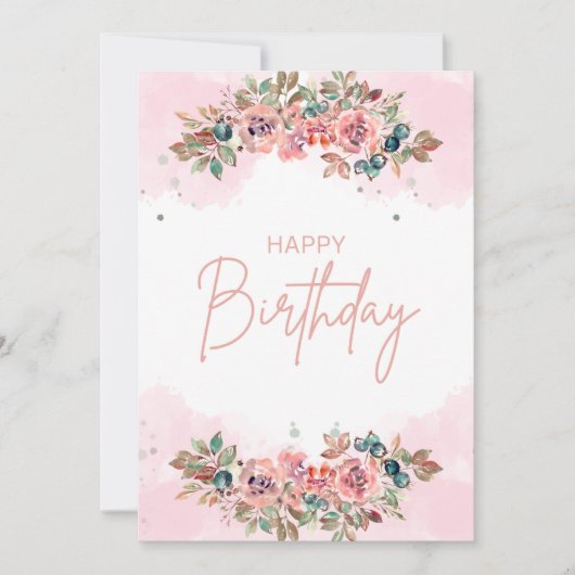 Carte Chic Aquarelle Flora Anniversaire (Devant)