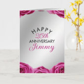 Carte Chic Argent rose Roses Mari 25e anniversaire (Fleur jaune)