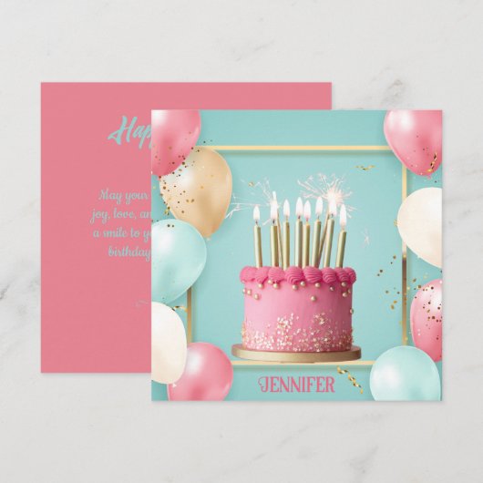 Carte Chic Ballons & chandelles Editable Anniversaire ca (Devant / Derrière)