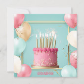 Carte Chic Ballons & chandelles Editable Anniversaire ca (Devant)