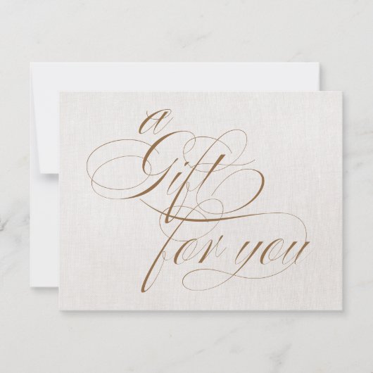 Carte Chic Beige Linen Calligraphie Certificat Cadeau (Devant)
