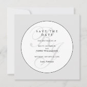 Carte Chic Black and White Monogram Save the Date (Devant)