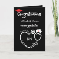 Chic Black White Nurse Graduation Félicitations