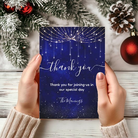 Carte Chic bleu argent fausse parties scintillant lumièr