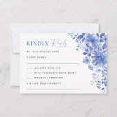 Carte Chic Bleu Blanc Chinoiserie Floral Wedding RSVP (Devant)