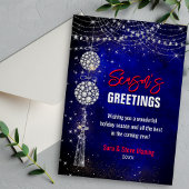 Carte Chic bleu ornements parties scintillant Noël nouve