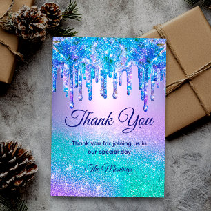 Carte Chic bleu violet ombre goutte parties scintillant