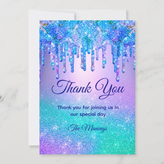 Carte Chic bleu violet ombre goutte parties scintillant (Devant)