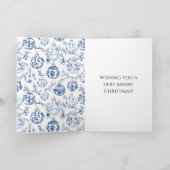 Carte Chic Blue Floral Camion Arbre de Noël (Intérieur)