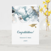 Carte Chic Blue Gold Abstrait Graduation (Fleur jaune)