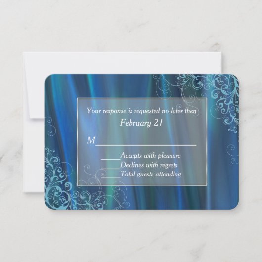 Carte Chic Blue Satin Mariage (Devant)